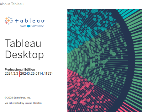 Tableau Desktop Version verify